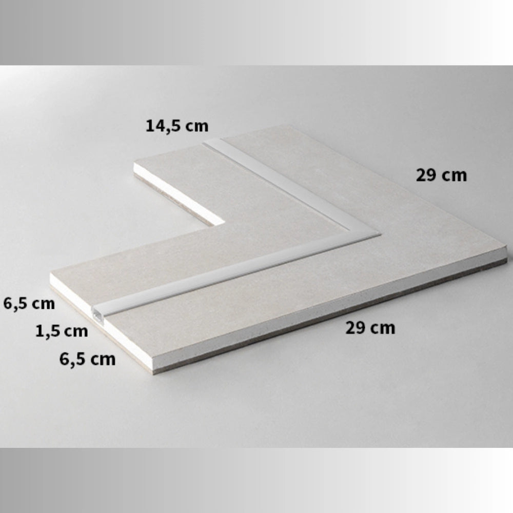 Semilavorato cartongesso fibra alluminio luce led angolo 14,5x29x29 cm 2 pezzi