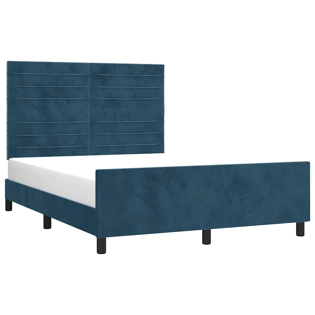 Giroletto senza Materasso-Struttura Letto Blu Scuro 140x200 cm Velluto 729268