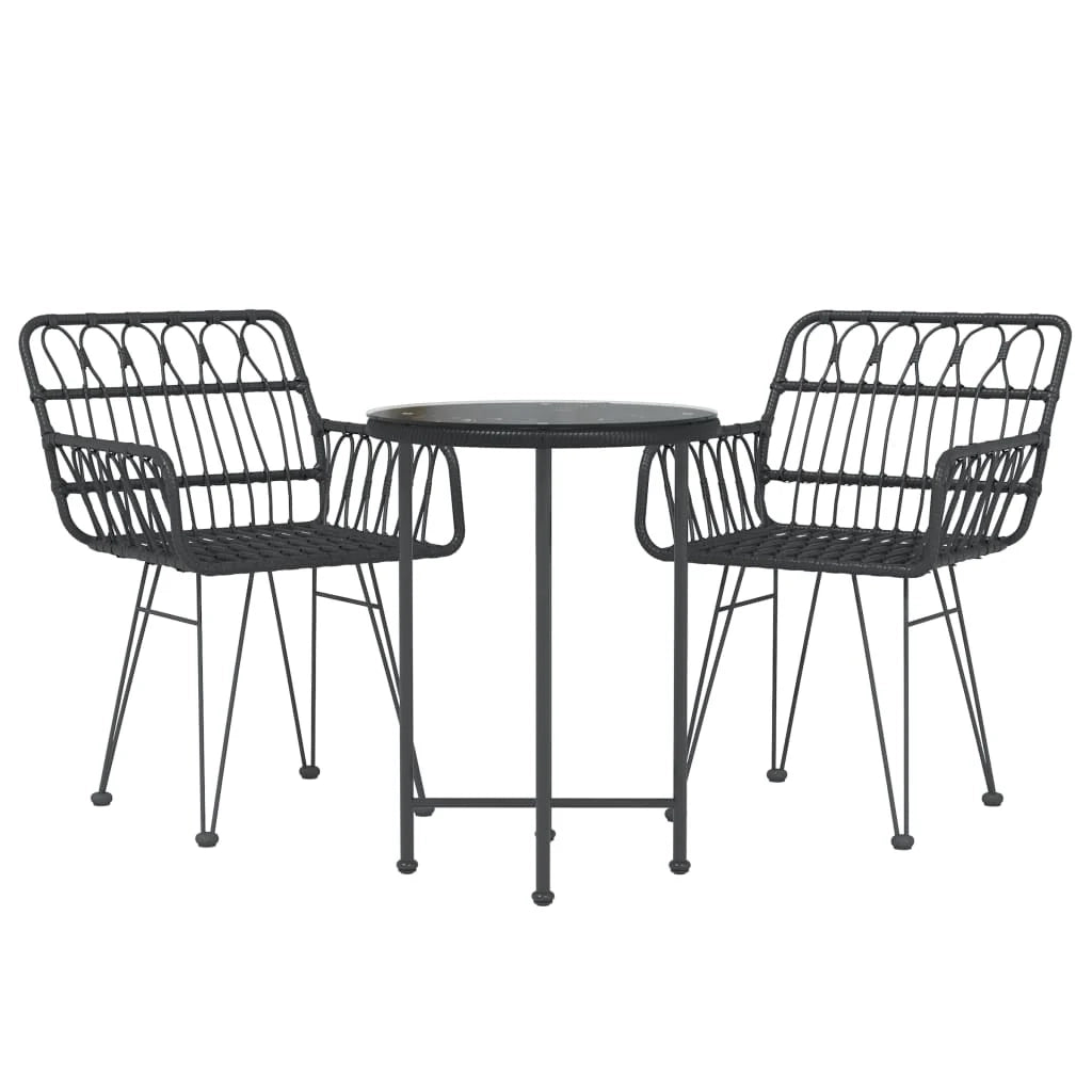 Set da pranzo da giardino mobili da esterno 3 pezzi in resina nera vimini 02_0013676