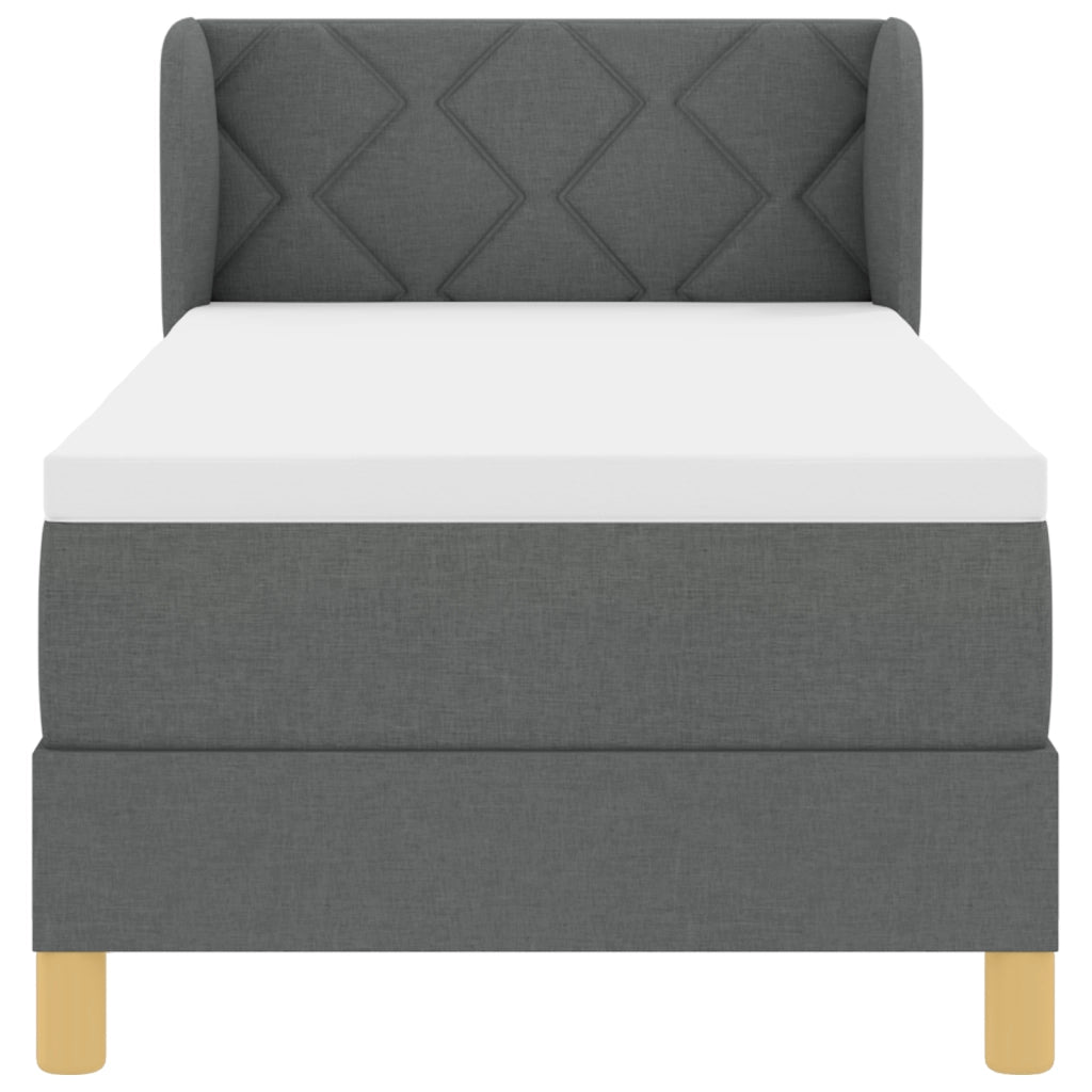 Letto Box Spring con Materasso Grigio Scuro, 80x200 cm, Tessuto