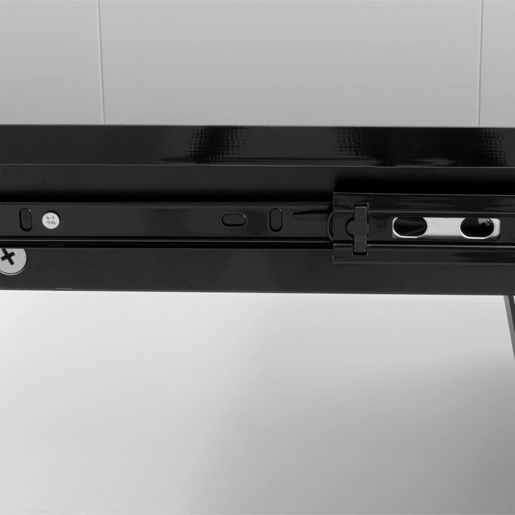 Tavolino da caffè rettangolare con 2 cassetti e vano scorrevole, per soggiorno, nero, 100 × 31 × 50 cm