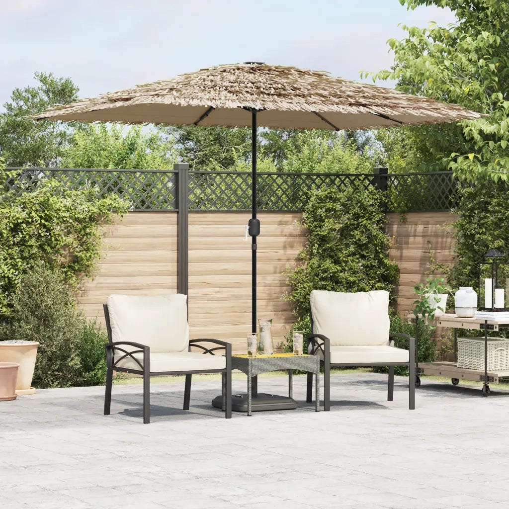 Ombrellone Giardino LED-Ombrello da Balcone e Palo in Acciaio Marrone 300x200x250cm