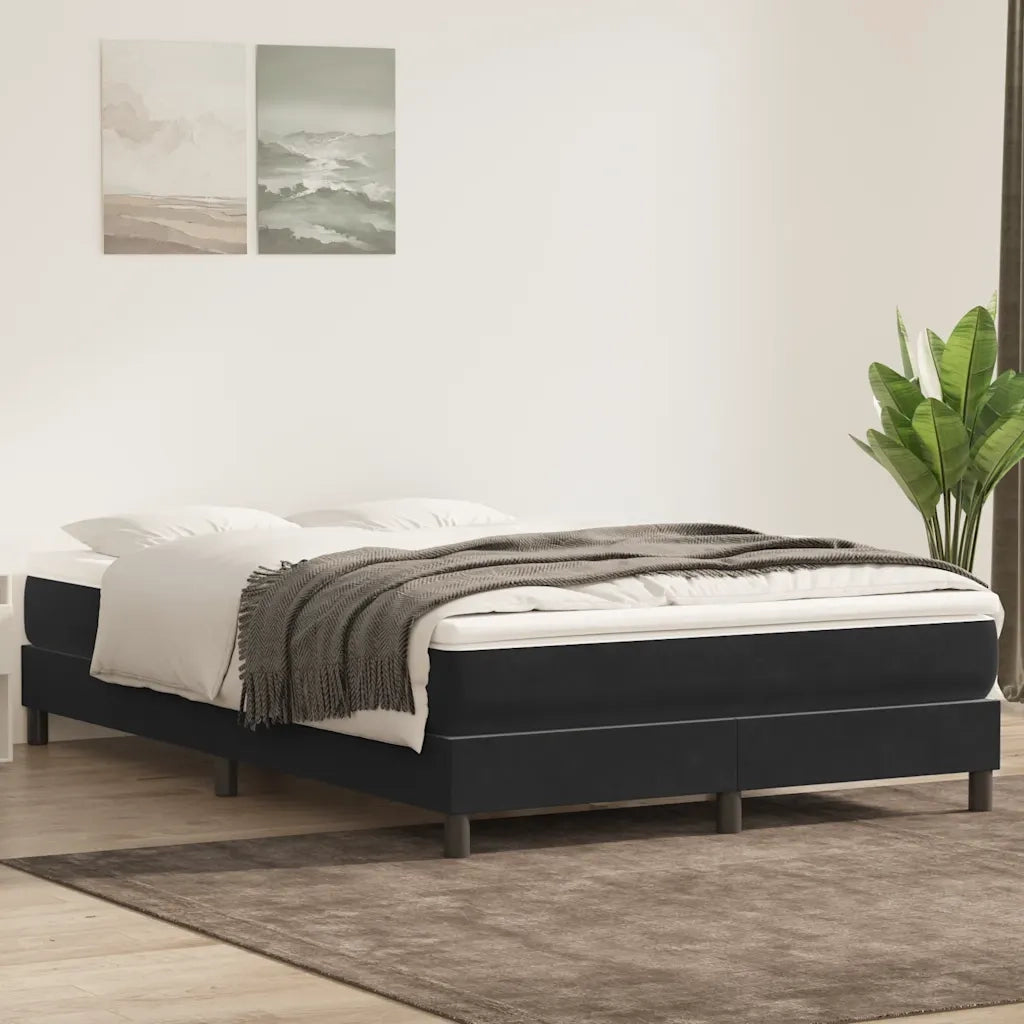 Letto a Molle senza Materasso Nero 140x220 cm in Velluto