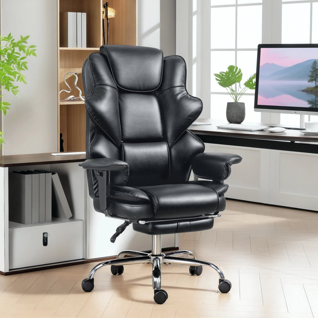 Sedia da Ufficio ¨C zephmum ¨C Pelle PU, Nero, 76x73x117-125 cm