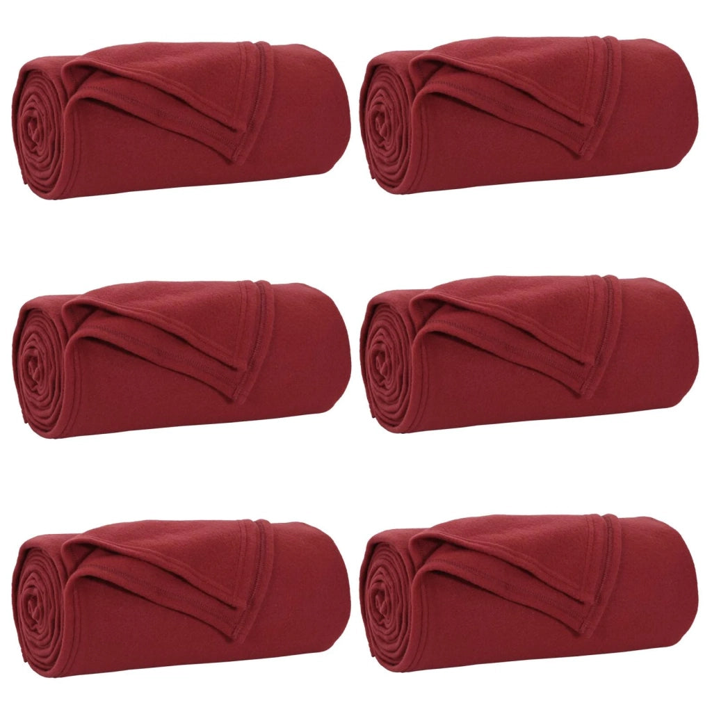 Coperte da Pile 6 pcs Rosso Bordeaux 170 x 130 cm Panno 42017069