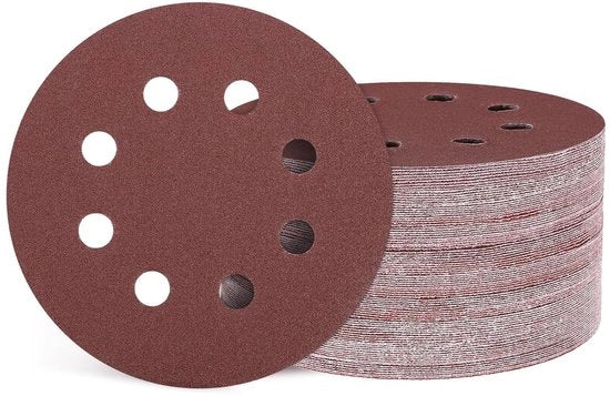 Set di abrasivi in acciaio per schiuma 150 pezzi 125 mm 8 fori carta abrasiva per lavorazione del legno auto e metallo