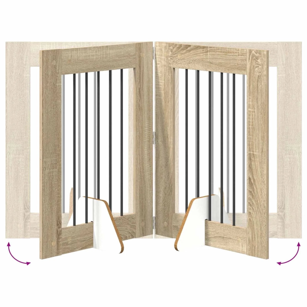 Cancello per cani pieghevole con supporti 6 pz Rovere Sonoma 892104