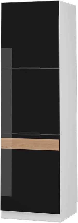 Mobile per forno da incasso Fame-Line, Rovere nero lucido, 60 cm, per la combinazione con altri moduli della serie Fame-Line