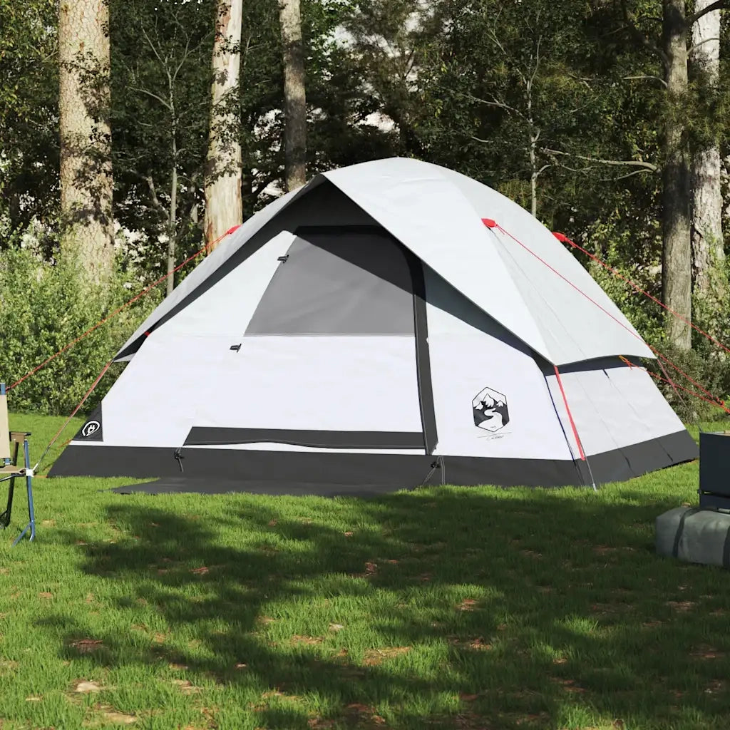 Tenda Familiare a Cupola 6 Persone-Tenda da campeggio Bianca Tessuto Impermeabile 573423