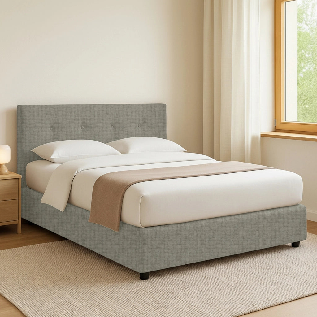 Preston, Letto Matrimoniale Sfoderabile Made in Italy, Grigio