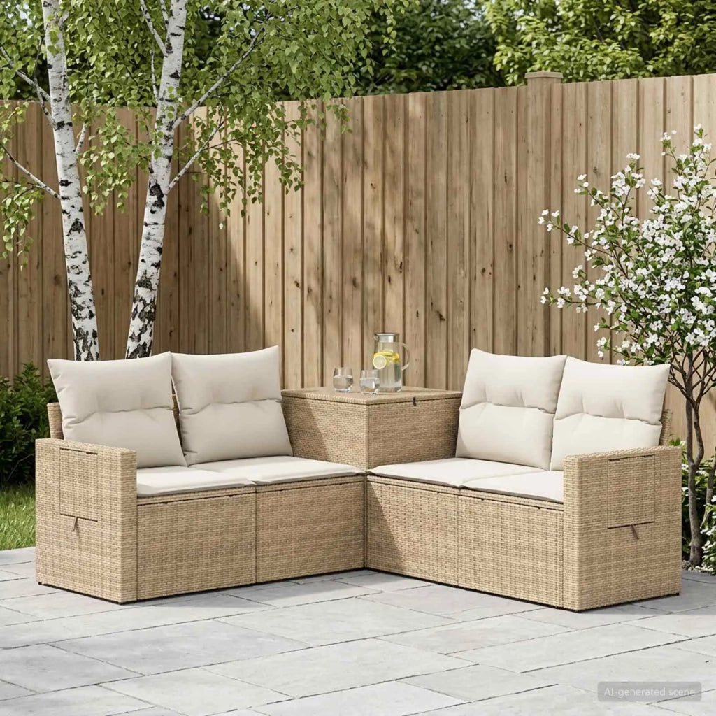 Set di divani 5 pz Beige e Bianco Crema 3447884