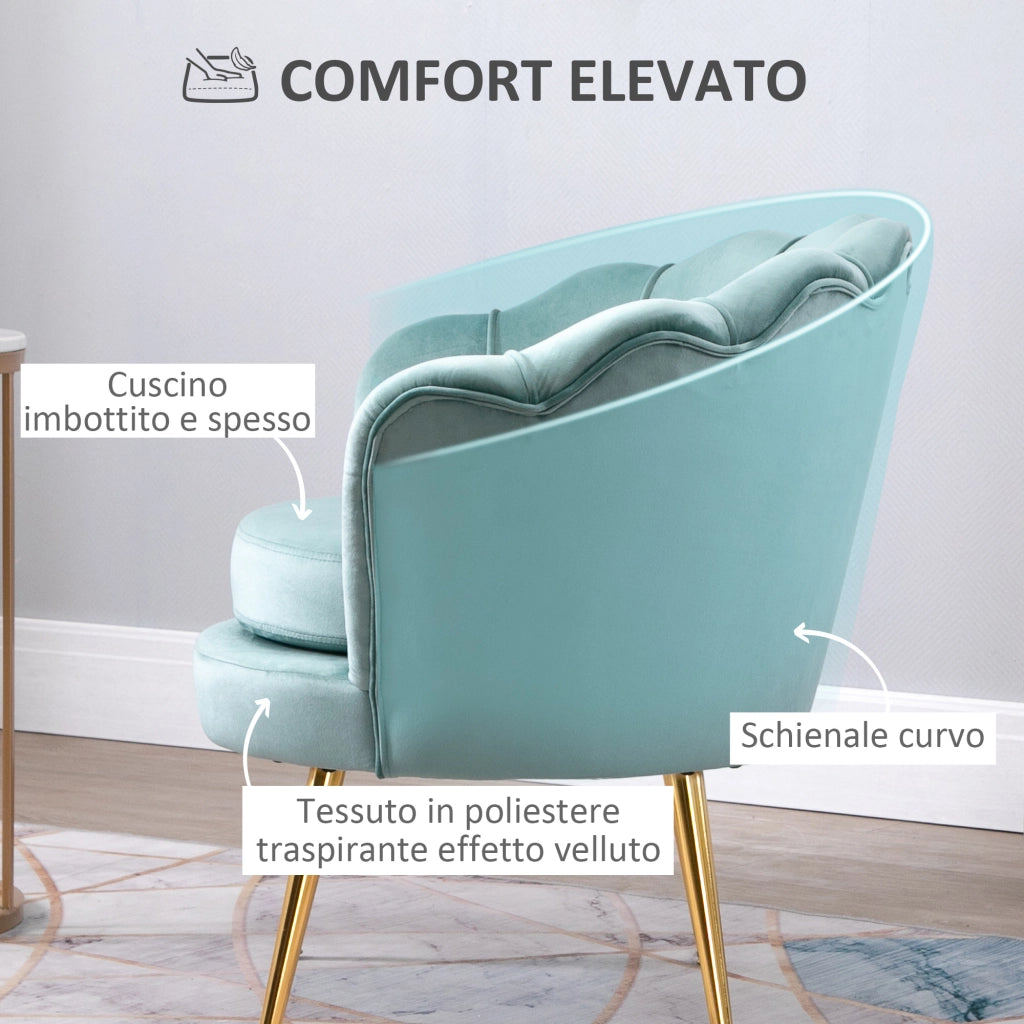 Poltrona Vintage in Velluto ¨C Zephmum ¨C Verde 76x67x74 cm