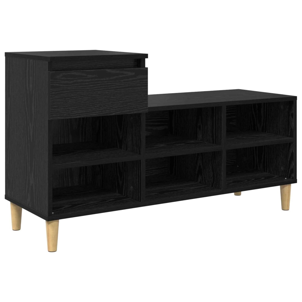 Scarpiera | Mobile per scarpe con cassetto Rovere Nero 102 x 36 x 60 cm