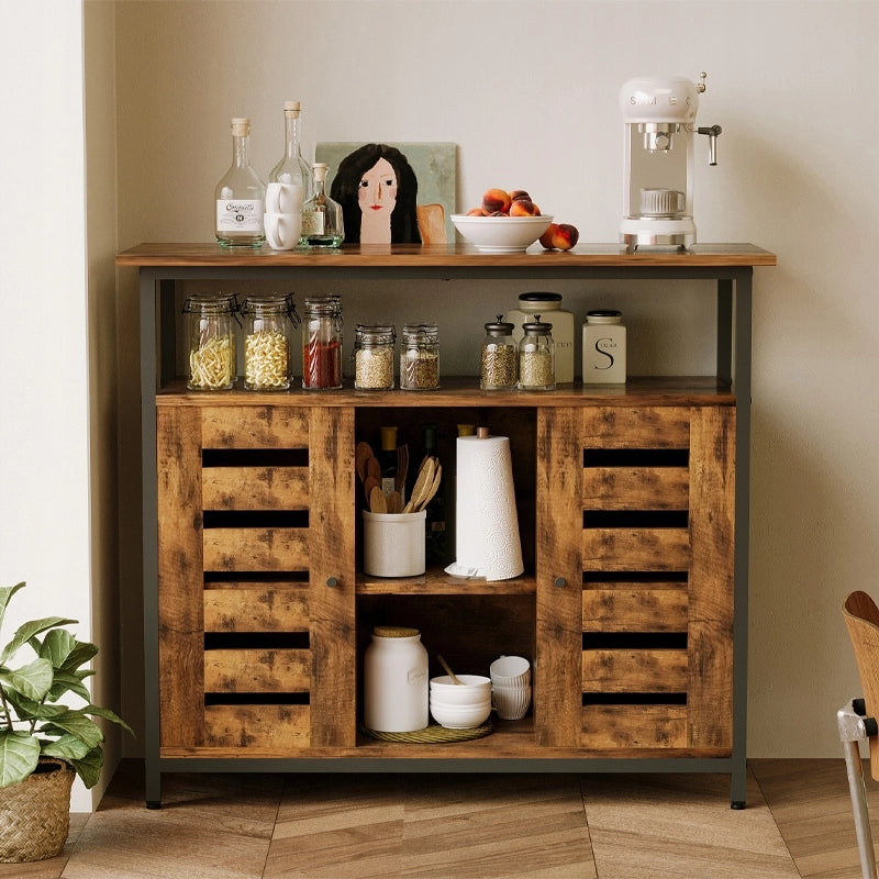 Credenza/Credenza con ripiani aperti, Marrone, Cucina Loft Retrò