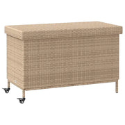 Contenitore da Giardino-Cassapanche da esterno con Ruote Beige Misto Polyrattan