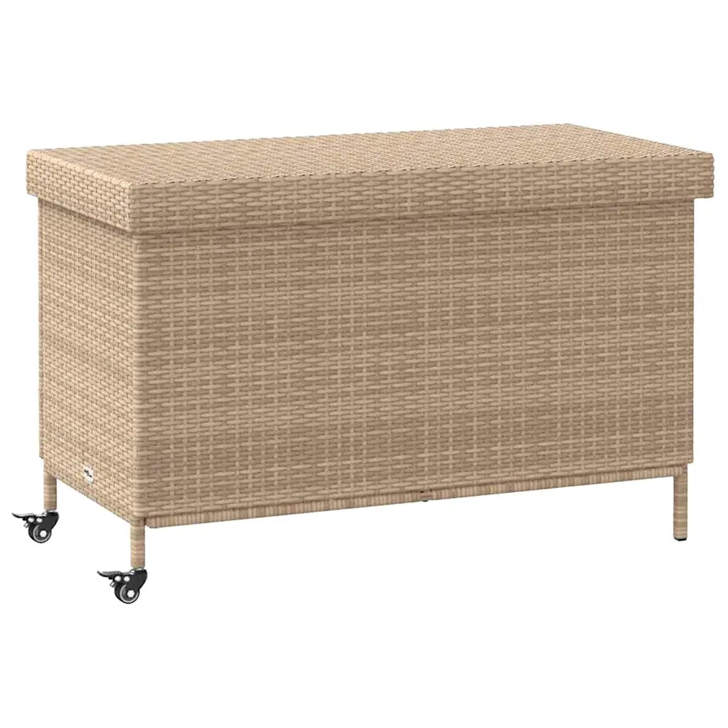 Contenitore da Giardino-Cassapanche da esterno con Ruote Beige Misto Polyrattan
