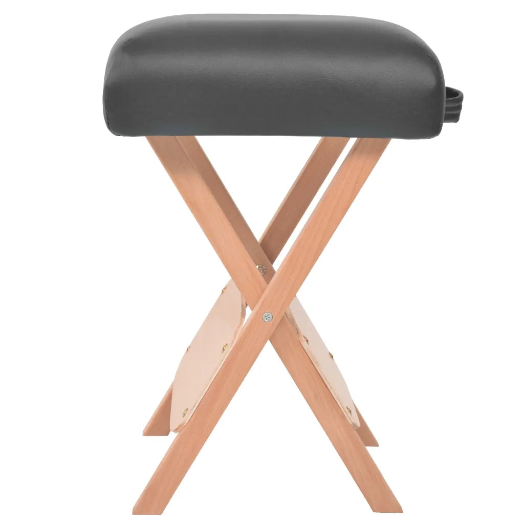 Set Lettino Massaggio Pieghevole 3 Zone 10 cm e Sgabello Nero CFW4624050