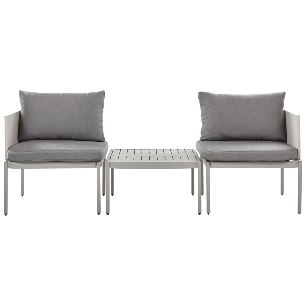 Set soggiorno giardino 2 posti in metallo robusto color grigio chiaro bianco esterno