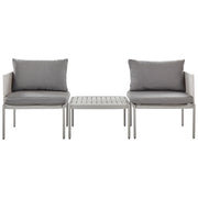 Set soggiorno giardino 2 posti in metallo robusto color grigio chiaro bianco esterno