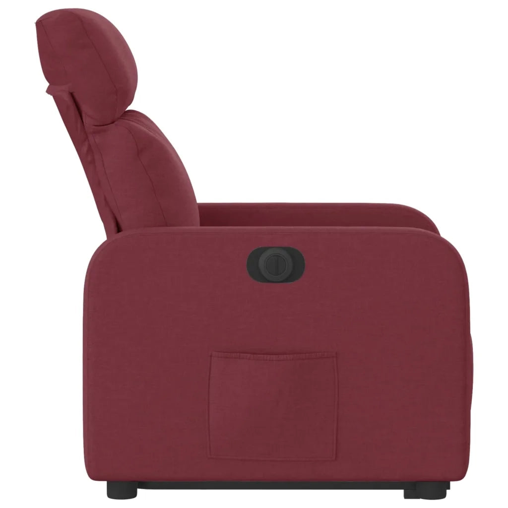Divano Sedia-Poltrona Alzapersona Reclinabile Elettrica Rosso Vino Tessuto 143032