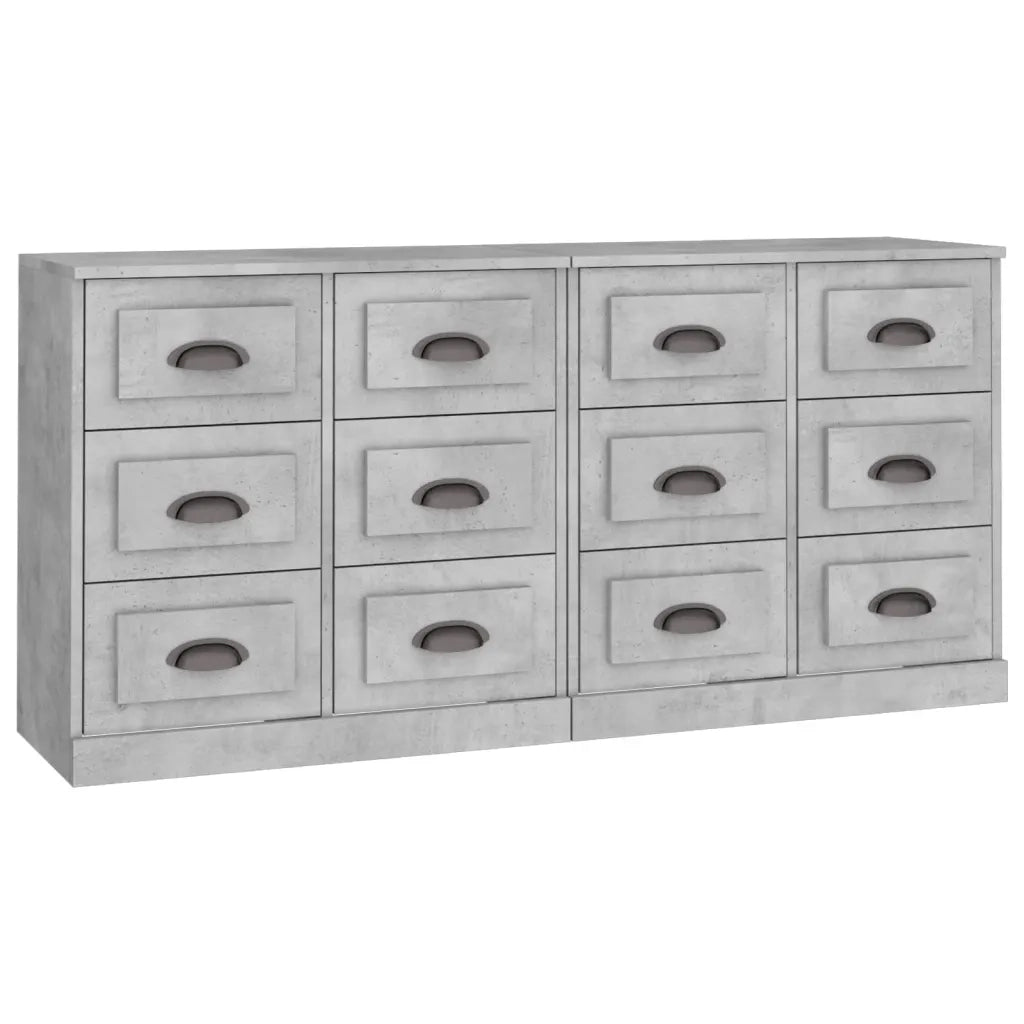 Credenze 2 pz | Madia | Buffet da pranzo | Armadio da pranzo Grigio Cemento in Legno Multistrato