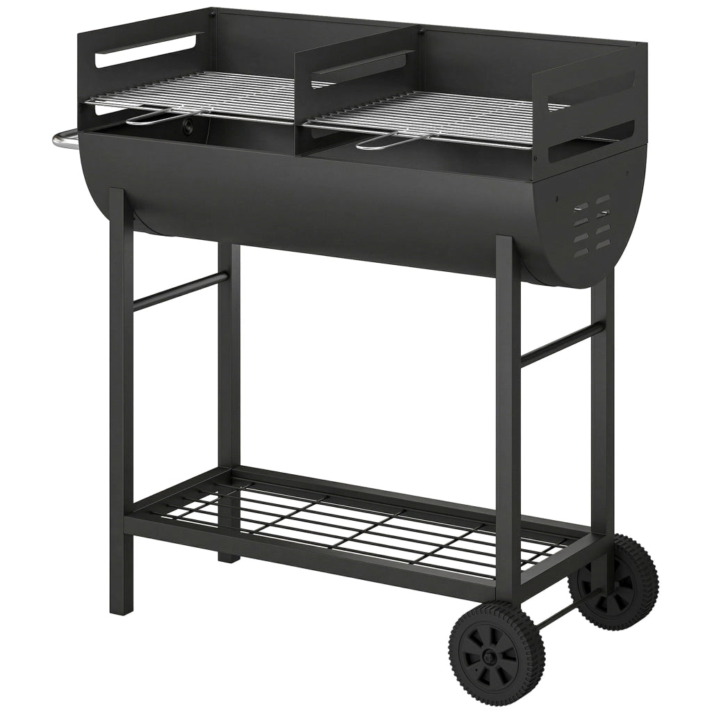 Carrello Barbecue a Carbone con 2 Zone ¨C zephmum ¨C Grigio 103x46.5x100 cm