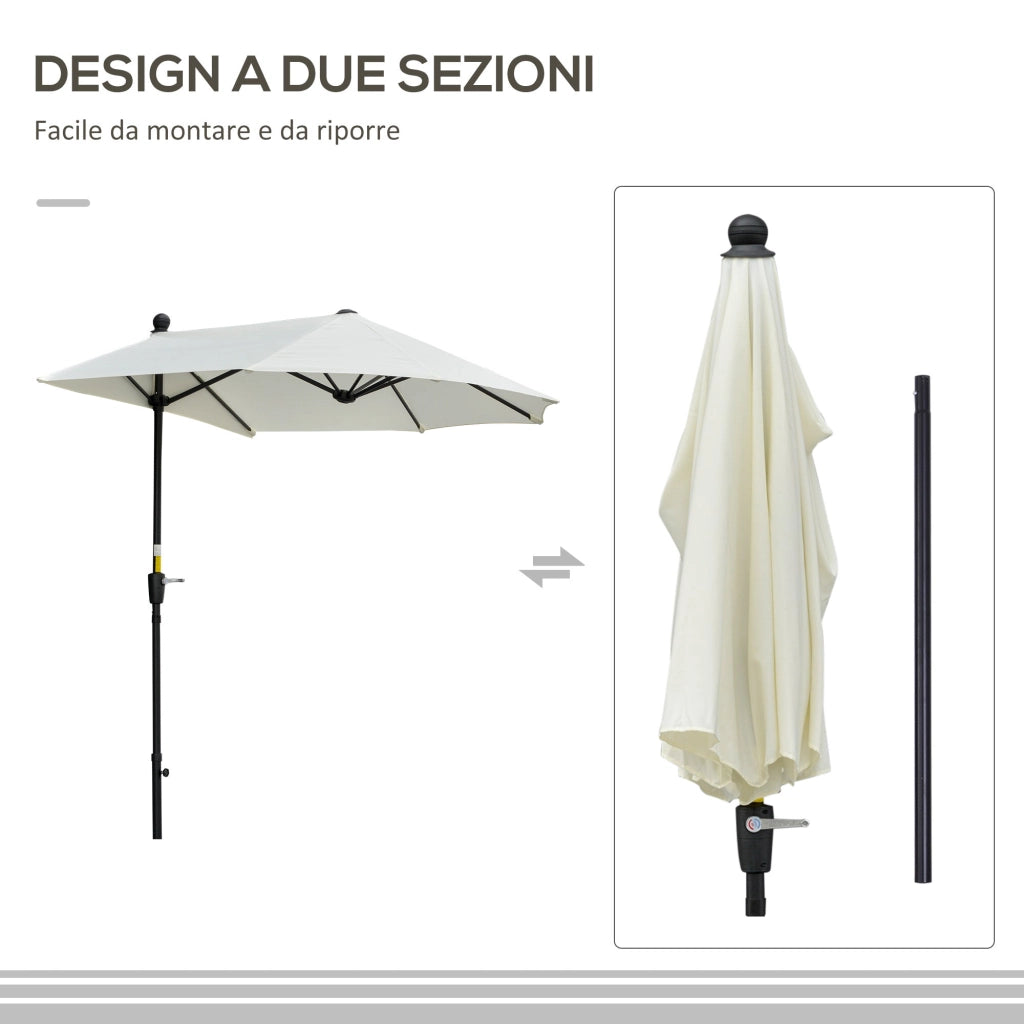 Ombrellone Semicircolare 200x190x240 cm Tettuccio Anti UV Crema
