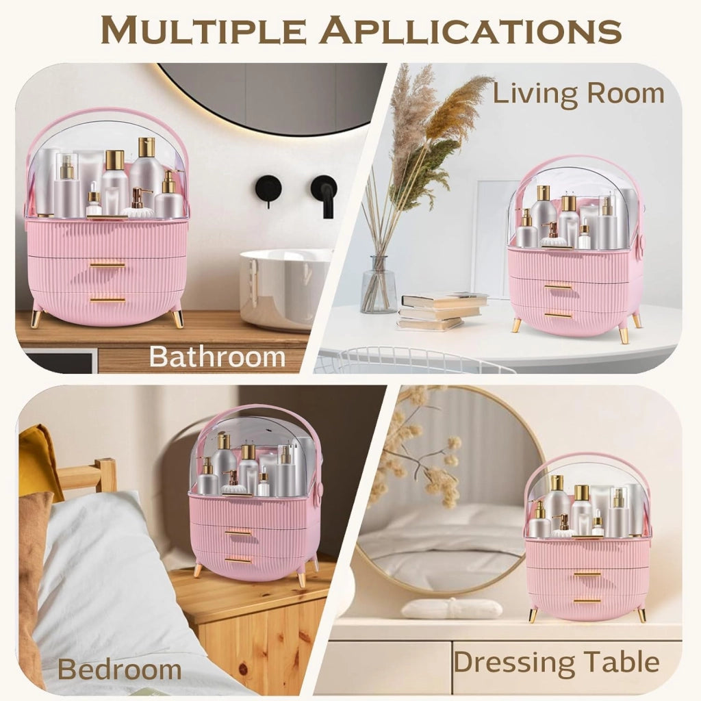 ZMH Porta trucchi da scrivania con più cassetti contenitore per cosmetici rosa 29 x 19 x 38 cm