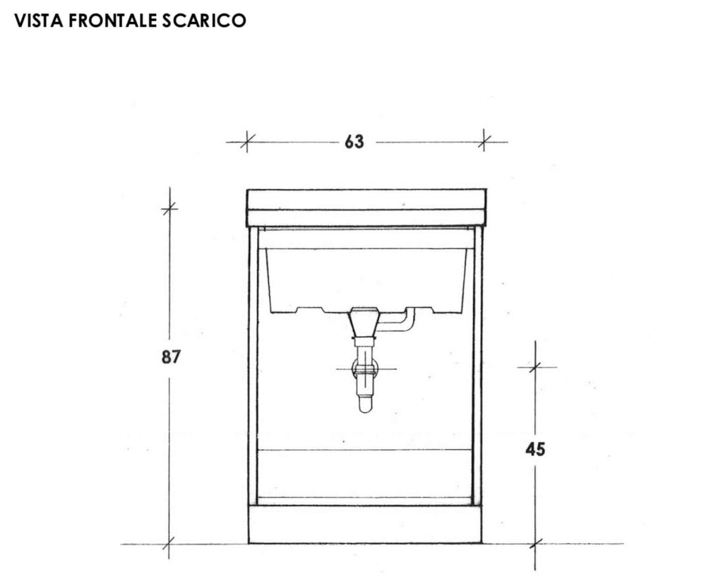 Mobile Lavatoio 63x60x87 cm 2 Ante Asse in Legno Montegrappa Acqua Marella Bianco Lucido