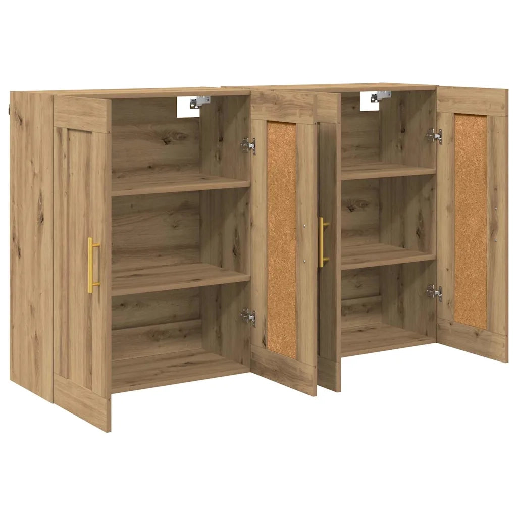 Armadietto a Muro | Mobile a muro 2 pz Rovere artigianale 69,5 x 34 x 90 cm