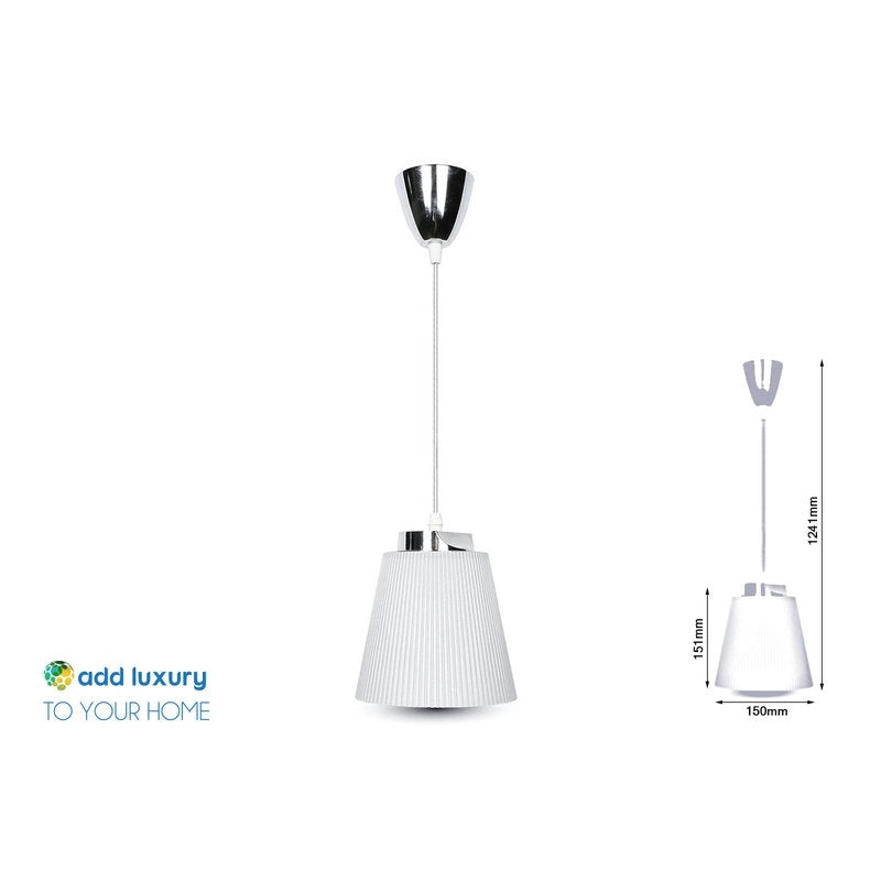 Lampadario Led a Sospensione Campana Coppa in Plastica Bianca 7W 4000K Base Cromato SKU-8505