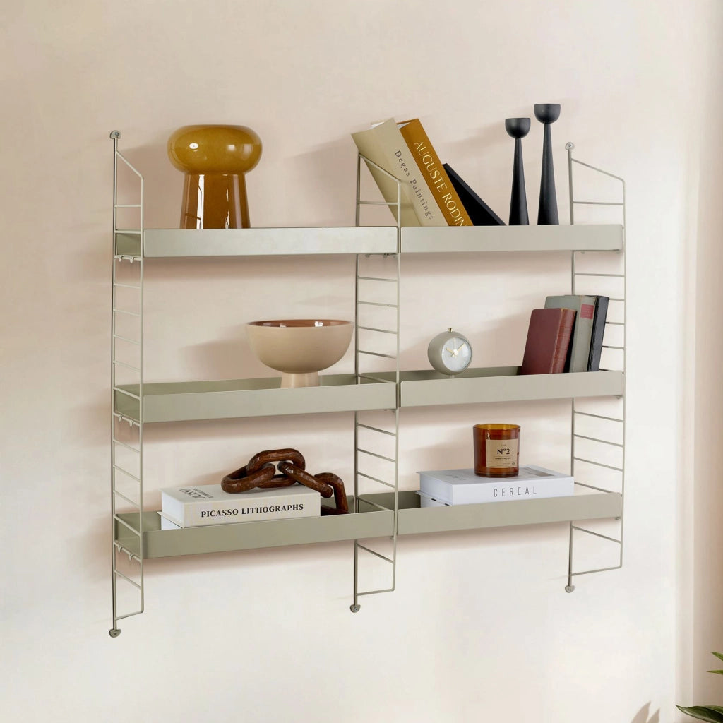 Scurelle, Mensola 3 Ripiani, 98x21x100h cm Grigio Tortora