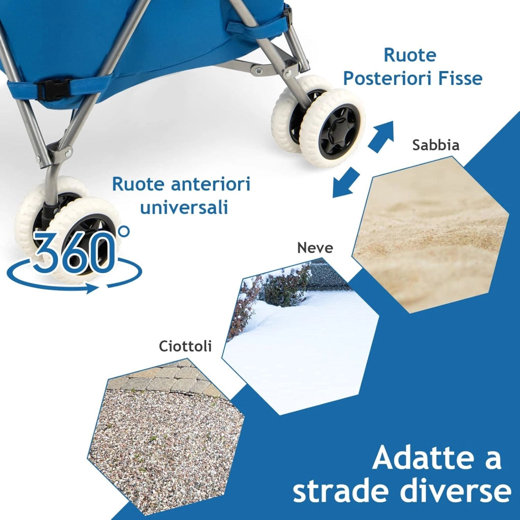 Carrello Spesa Pieghevole con Ruote, Carrello Portaspesa con Fodera in Tessuto Oxford Rimovibile e Impermeabile, 90L, Capacità di peso 55 kg (Blu)