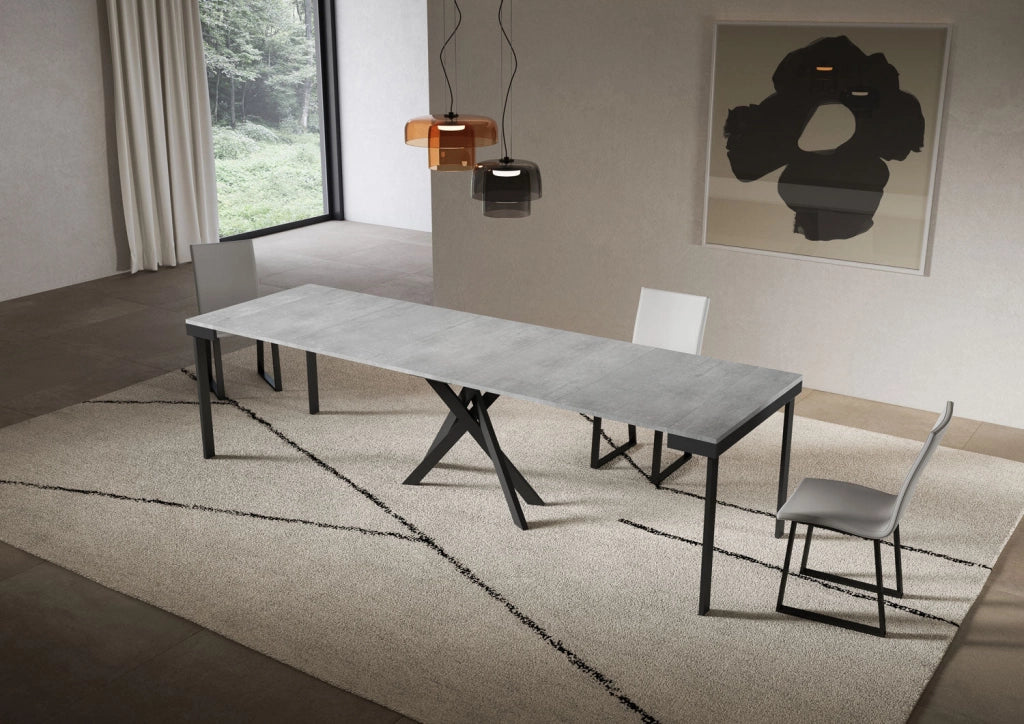 Consolle Allungabile 90-300x40x77 cm Saki Evolution Cemento Gambe Antracite