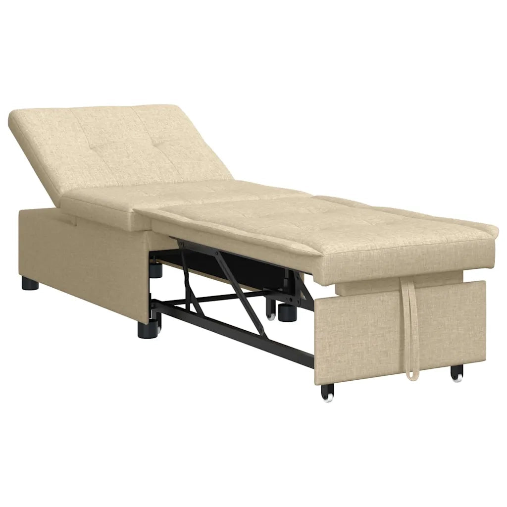 Divano Letto Estraibile-Sofa Letto-Daybed Crema 194 x 50 x 82 cm Legno compensato
