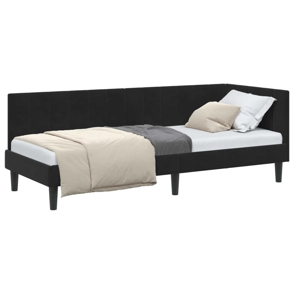Cornice del letto ad angolo Nero 80 cm x 200 cm Velluto 42016333