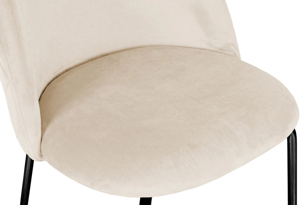 Set di 2 sedie da pranzo imbottite in velluto beige piede nero – Nicole - SD11NIPN