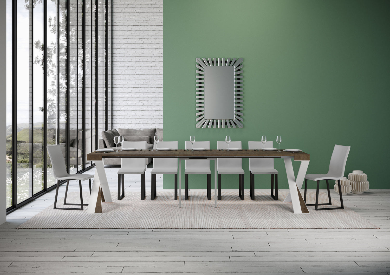 Consolle Allungabile 90-300x40x77 cm in Nobilitato Marrone