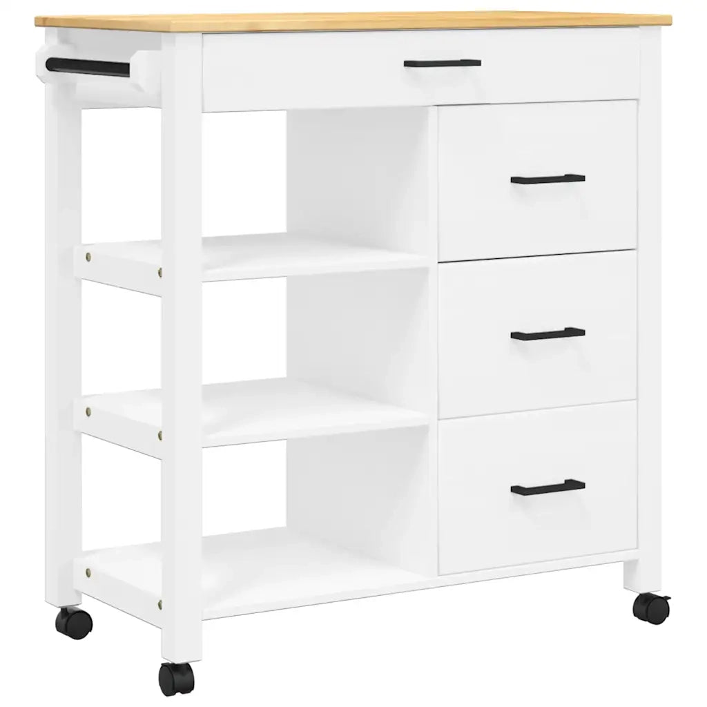Carrello da Cucina-Scaffale per Cucina MONZA 84x40x88,5 cm in Legno Massello di Pino 473588