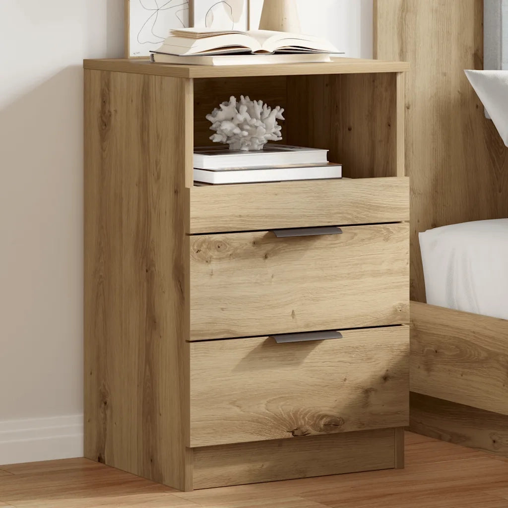 Comodino | Armadio da Notte | Mobiletto da notte Rovere Artigianale 40x36x65 cm in Legno Multistrato