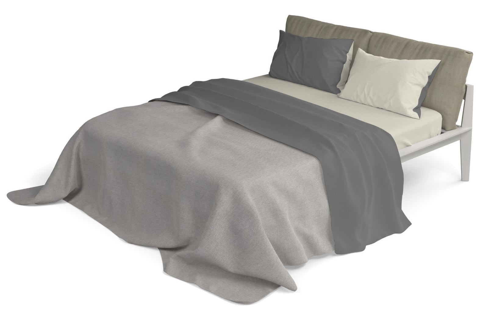 Set Lenzuola Singolo Sopra Sotto e Federe Doubleface Fumo/Panna