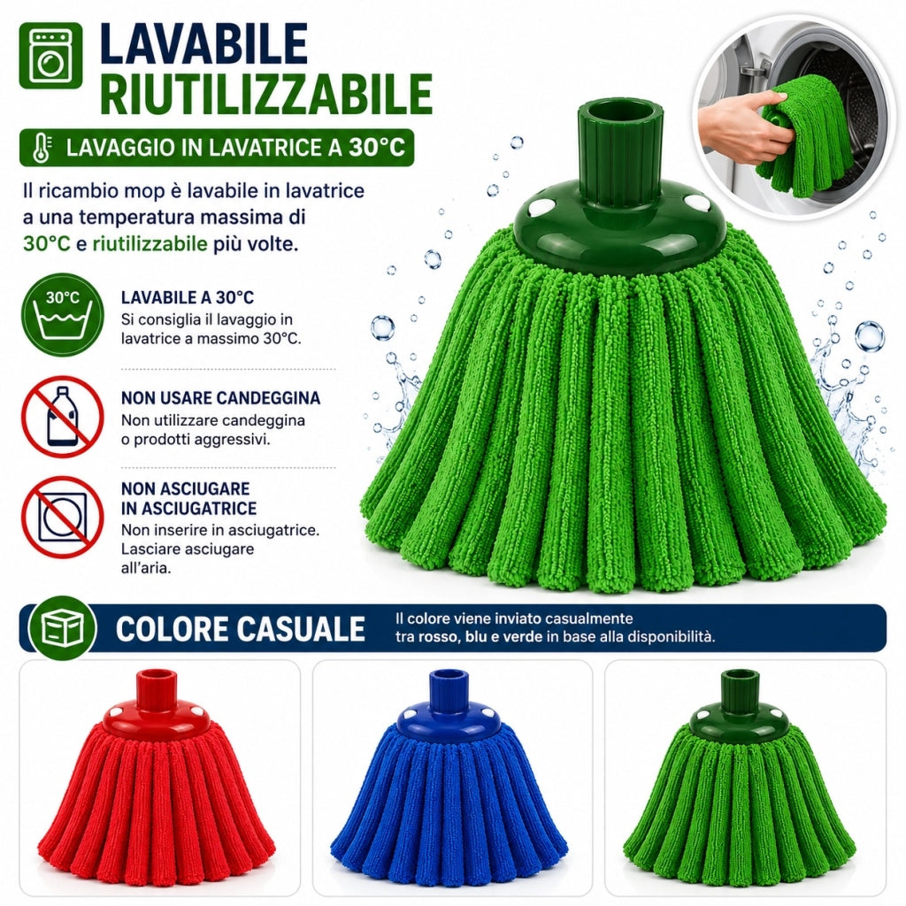 Ricambio Mocio XL 30 cm Microfibra Doppia Fibra 362922