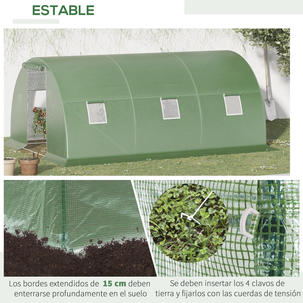 Serra Tunnel 4.5x3x2 m ¨C zephmum ¨C Verde con Pareti e Porta Arrotolabili
