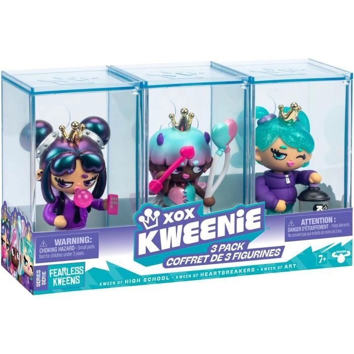 Confezione di bambole - XOX KWEENIE - Serie Fearless - 13 cm - 3 bambole incluse - Finiture uniche