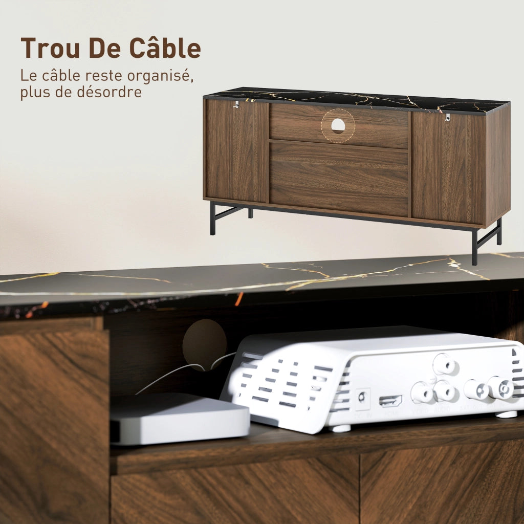 Mobile TV fino 65 pollici ¨C Xylo ¨C legno effetto noce e marmo con vano aperto 140x39x66cm