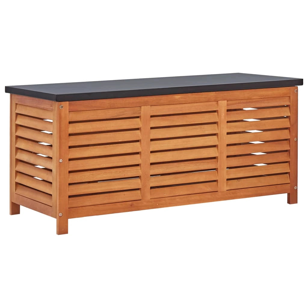 Baule portaoggetti da giardino 117 x 50 x 55 cm eucalipto massiccio marrone e nero 02_0013002
