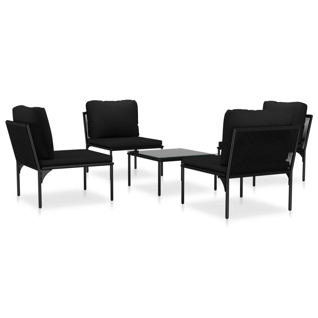 Set Divani da Giardino 5 pz con Cuscini Neri in PVC cod mxl 34952