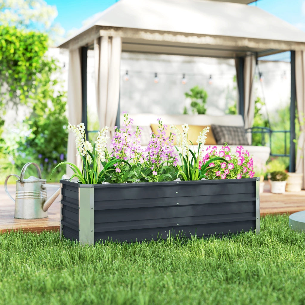 Letto rialzato in acciaio per orto e giardino 125x47x40 cm grigio