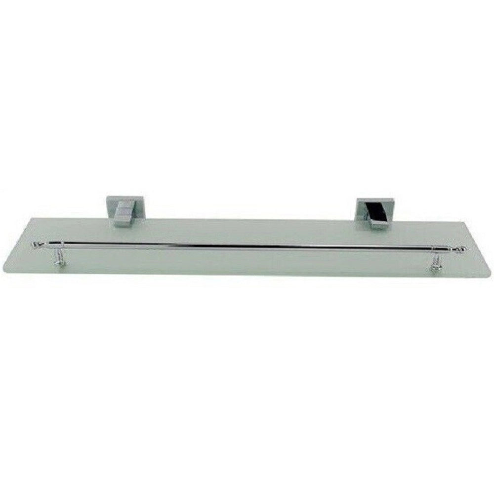 Trade Shop - Mensola Vetro Bagno Acciaio Satinato Doppio Fissaggio A Parete Muro Square 59197 -