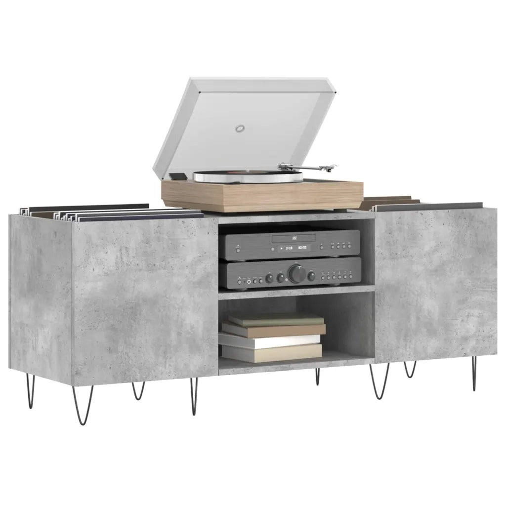 Mobile Porta Dischi Grigio Cemento 121x38x48 Legno Multistratocod mxl 80283
